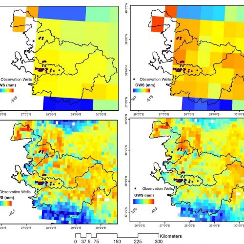 Original (GRACE) and scaled downscaled GWSA TWSA maps